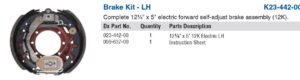 Dexter 6400023 --12-1/4" x 5" electric 12K FSA brake assembly. Left Hand. 71-482
