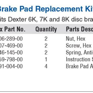 REPLACEMENT DISC PAD KIT, DEX 6K, 7K, 8K (1 AXLE) 6450287
