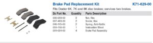 Disc Brake Pad Replacement Kit for 6K & 8K