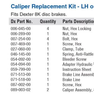 Rep’l Caliper, w/caliper bolts (1 wheel) 8K  CALIPER# 89-3
