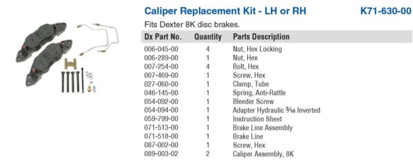 Rep’l Caliper, w/caliper bolts (1 wheel) 8K CALIPER# 89-3