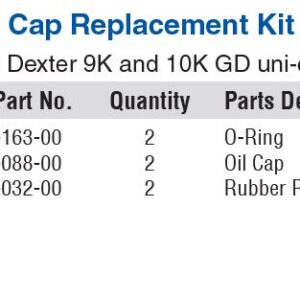 21-88 DEXTER SCREW-ON OIL CAP KIT WITH O-RING, PLUG & GASKET (2-EACH) 9K-10K GENERAL DUTY (POST AUG 2009) NEW STYLE