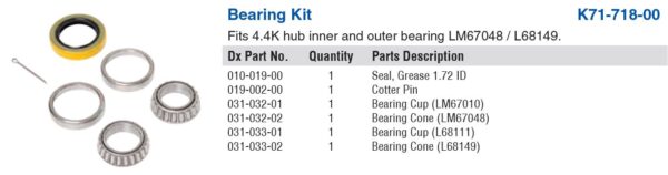 BEARING KIT #84 SPINDLE 4.4K 1-WHEEL