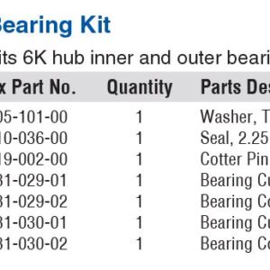BEARING KIT #42 15123/25580 ** 6K