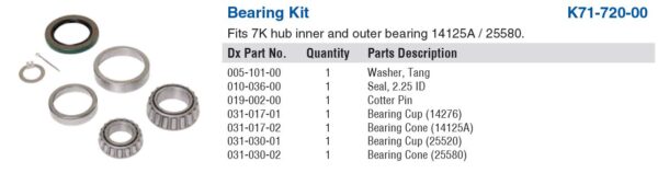 7K BEARING KIT 7800071-01 K71-720-00