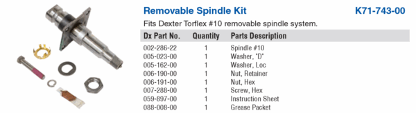 REPLACEMENT SPINDLE KIT #10 TORFLEX, 3.5K,EZ,FLG