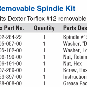 REPLACEMENT SPINDLE KIT #12 TORFLEX, 7K,EZ,FLG