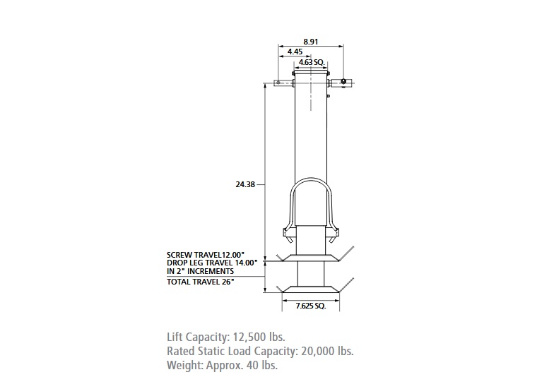 20K JACK SPRING LOADED- DUAL PIN 12.5"