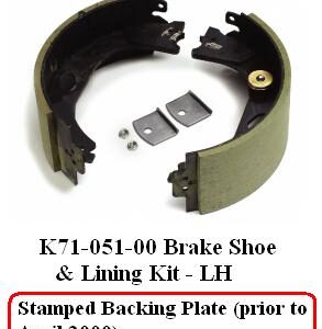 10K HD LH Shoe & Lining Kit 71-51 Stamped Backing Plate